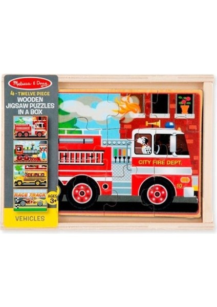 Melissa & Doug Melissa&doug Ahşap 12X4 Puzzle Seti - Araçlar Yapbozu