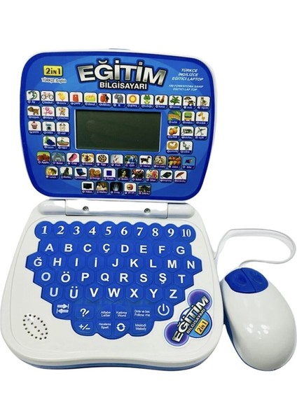 Gemril Mavi Eğitici Laptop 100 Fonksiyon Ekranlı Ingilizce ve Türkçe Bilgisayar