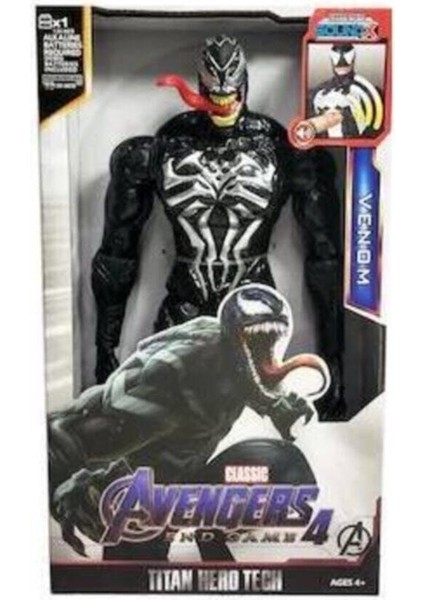 Erkek Çocuk Siyah Sesli Karakter Venom Oyuncak Figür 30 cm