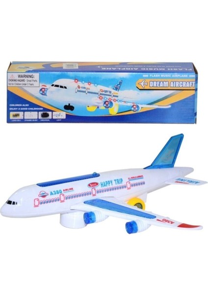 Happy Toys Hareketli Pilli Işıklı Sesli Uçak Airbus Pilli Oyuncak