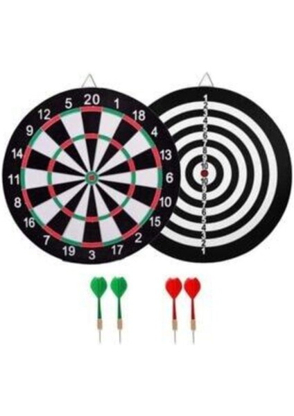 Dart Board Çift Taraflı Dart Seti 28 cm 4 Adet Dart Oku