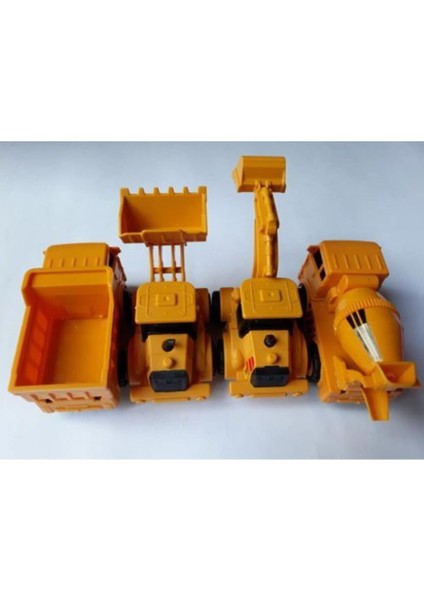 Dozer Kepçe Excavator Kamyon Mikser 4 Adet Kırılmaz Oyuncaklar