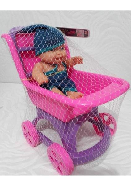 Kız Çocuk Pembe Pusette Oyuncak Et Bebek