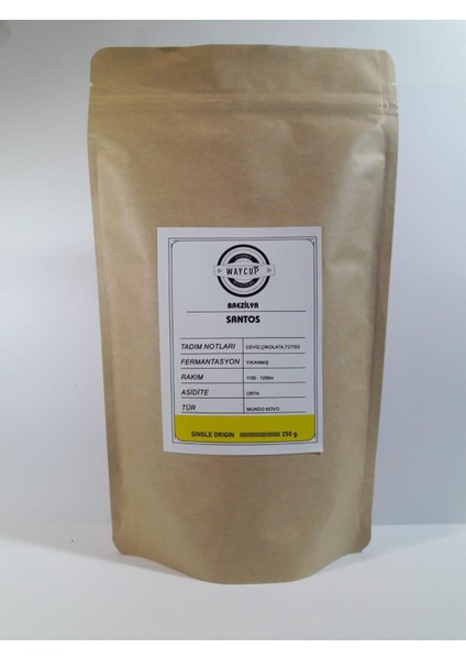 Waycup Coffee Brezilya Santos Çekirdek Kahve 1000GR