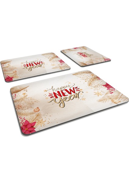 Cam Kesme Tahtası - Cam Kesme Tablası | Happy New Year - Gold | 3'lü Takım modelleri