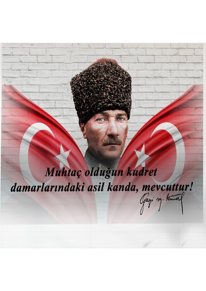 My Dekor Atatürk Tuğla Duvar Desenli Özel Tasarım 3D Poster