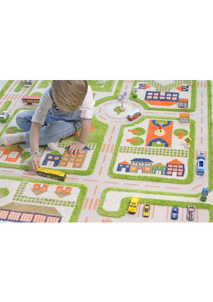 Trafik Yeşil Çocuk Odası Oyun Halısı fiyatları