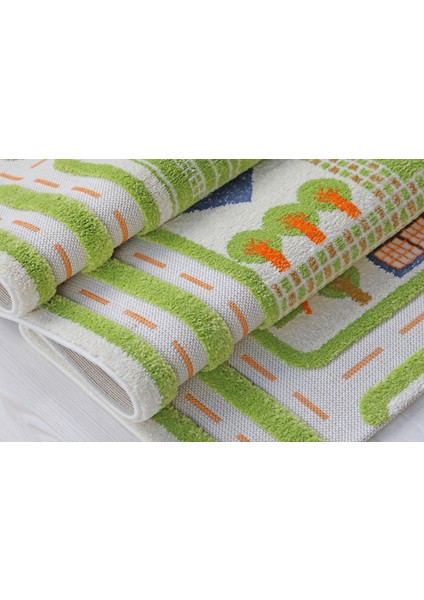 Trafik Yeşil Çocuk Odası Oyun Halısı modelleri