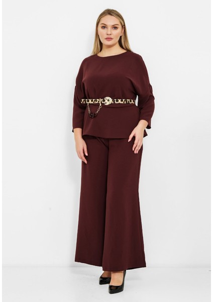 Kadın Büyük Beden Geniş Paçalı Alt Üst Ikili Takım fiyatları