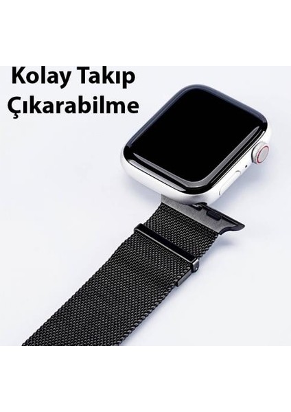 Polham Milano Loop Çelik Ultra Hafif Apple Watch 38-40-41MM Için Kordon Kayış, Paslanmaz Çelik Kayış