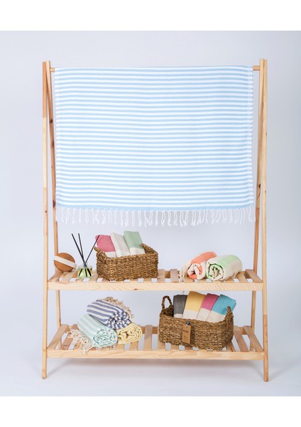 Akasya %100 Pamuk Plaj Havlusu, Hamam Peştamal, Banyo Havlusu, Misafir Havlusu, Havuz Havlusu, Spa Havlusu (90X190 Cm, Bebe Mavi)