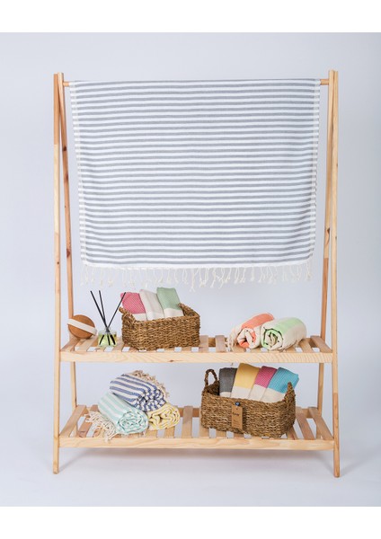 Akasya %100 Pamuk Plaj Havlusu, Hamam Peştamal, Banyo Havlusu, Misafir Havlusu, Havuz Havlusu, Spa Havlusu (90X190 Cm, Gri)
