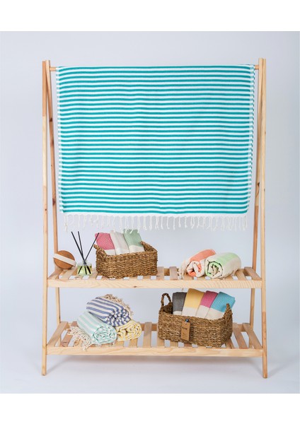 Akasya %100 Pamuk Plaj Havlusu, Hamam Peştamal, Banyo Havlusu, Misafir Havlusu, Havuz Havlusu, Spa Havlusu (90X190 Cm, Koyu Yeşil)