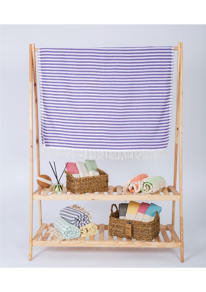 Akasya %100 Pamuk Plaj Havlusu, Hamam Peştamal, Banyo Havlusu, Misafir Havlusu, Havuz Havlusu, Spa Havlusu (90X190 Cm, Mor)