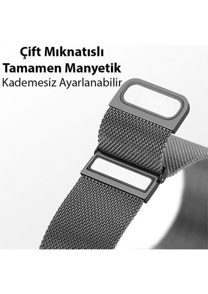 Polham Milano Loop Çelik Ultra Hafif Apple Watch 42-44-45MM Için Kordon Kayış, Paslanmaz Çelik Kayış