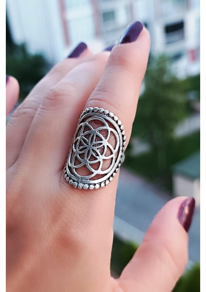 Motif Şekilli Kadın Yüzük Gümüş Kaplama Ayarlanabilir El Yapımı Kadın Yüzük modelleri
