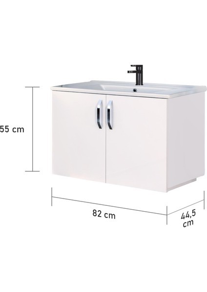 Trio Modül Asmira Lavabolu Alt Dolap - 82 cm - Beyaz