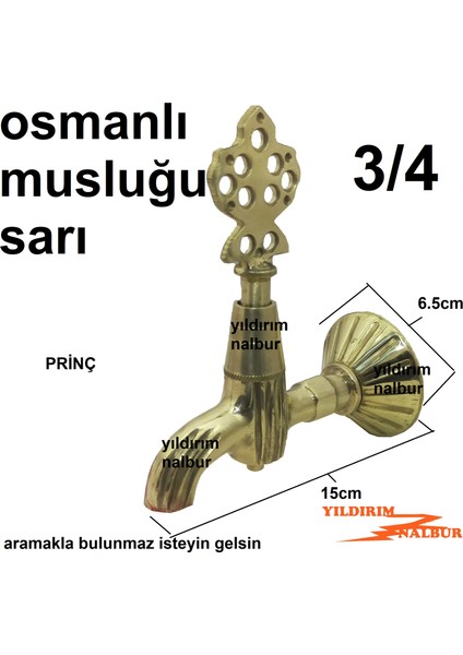 Yıldırım Nalbur Osmanlı Musluğu 3/4 Sarı Renk Eski Tarihi Musluk Cami Muslugu Osmanlı