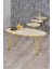 Zigon Sehpa ve Orta Sehpa Elips Gold Metal Ayak Gold Krem Set 1