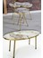 Zigon Sehpa ve Orta Sehpa Elips Gold Metal Ayak Gold Efes Set 1