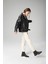 WM031 Oversize Biker Kadın Silme Deri Mont 3