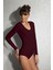 Kadın Modal Derin Yuvarlak Yaka Uzun Kollu Body 12401 3