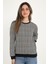 Sarı Çizgili Ekose Kadın Sweatshirt 2
