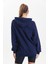 Lacivert Kapüşonlu Çift Kanguru Cepli Oversize Sweatshirt 3