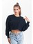 Siyah Oversize Crop Sweatshirt 1