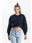 Siyah Oversize Crop Sweatshirt 3