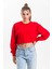 Kırmızı Oversize Crop Sweatshirt 1