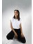 Beyaz Basic Kolsuz Crop Sweatshirt 1