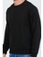 Siyah Kapüşonsuz Bisiklet Yaka Basic Sweatshirt 2