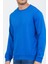 Saks Mavisi Kapüşonsuz Bisiklet Yaka Basic Sweatshirt 2
