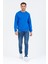 Saks Mavisi Kapüşonsuz Bisiklet Yaka Basic Sweatshirt 4
