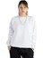 Kadın Beyaz Oversize Üç Iplik Şardonlu Bisiklet Yaka Sweatshirt 22K-5200177-5 2