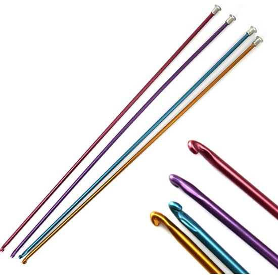 Kezban Tekstil Kısa Renkli Tunus Şiş Tığ Seti 25 cm (2,5-3-3,5-4 ) No 4 Adet