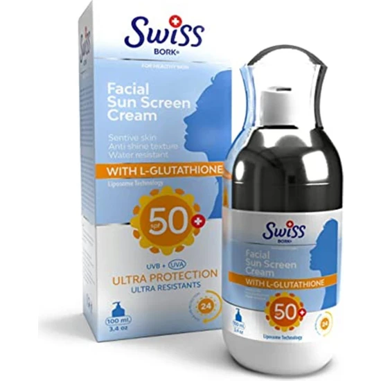 Swiss Bork Swiss Bork® Facial Sun Screen Cream W/ L-Glutathione Spf 50+ Liposomal Technology (Su Bazlı Güneş K
