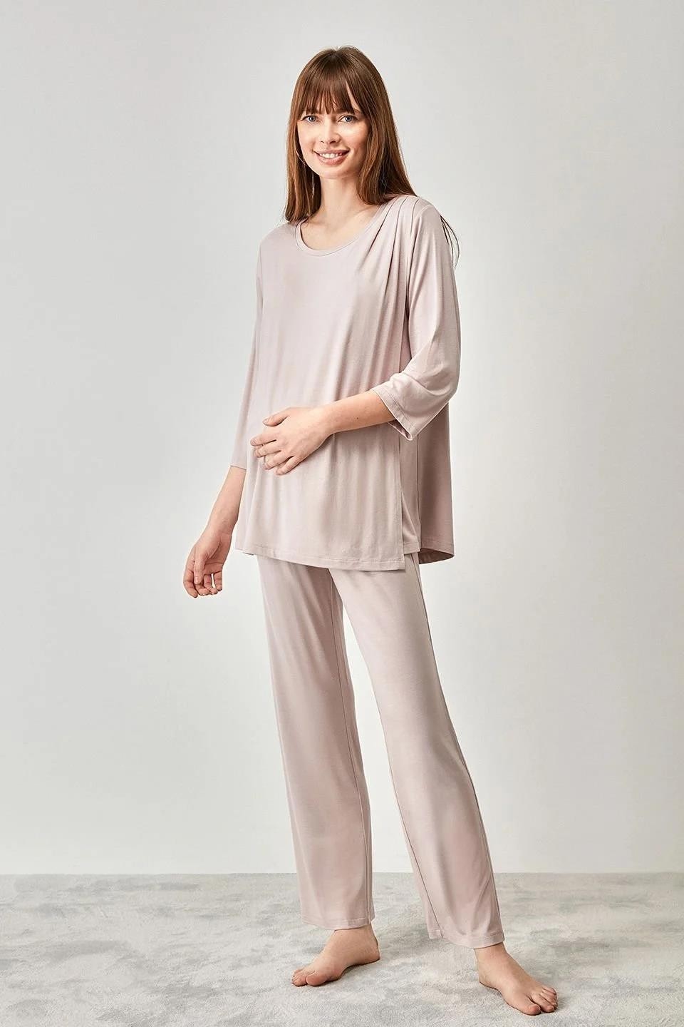 Catherine's Kadın Lohusa Pijama Takımı, Ultra Yumuşak Viskon Kumaş, Emzirme Özellikli, Desenli, İlkbahar-Yaz