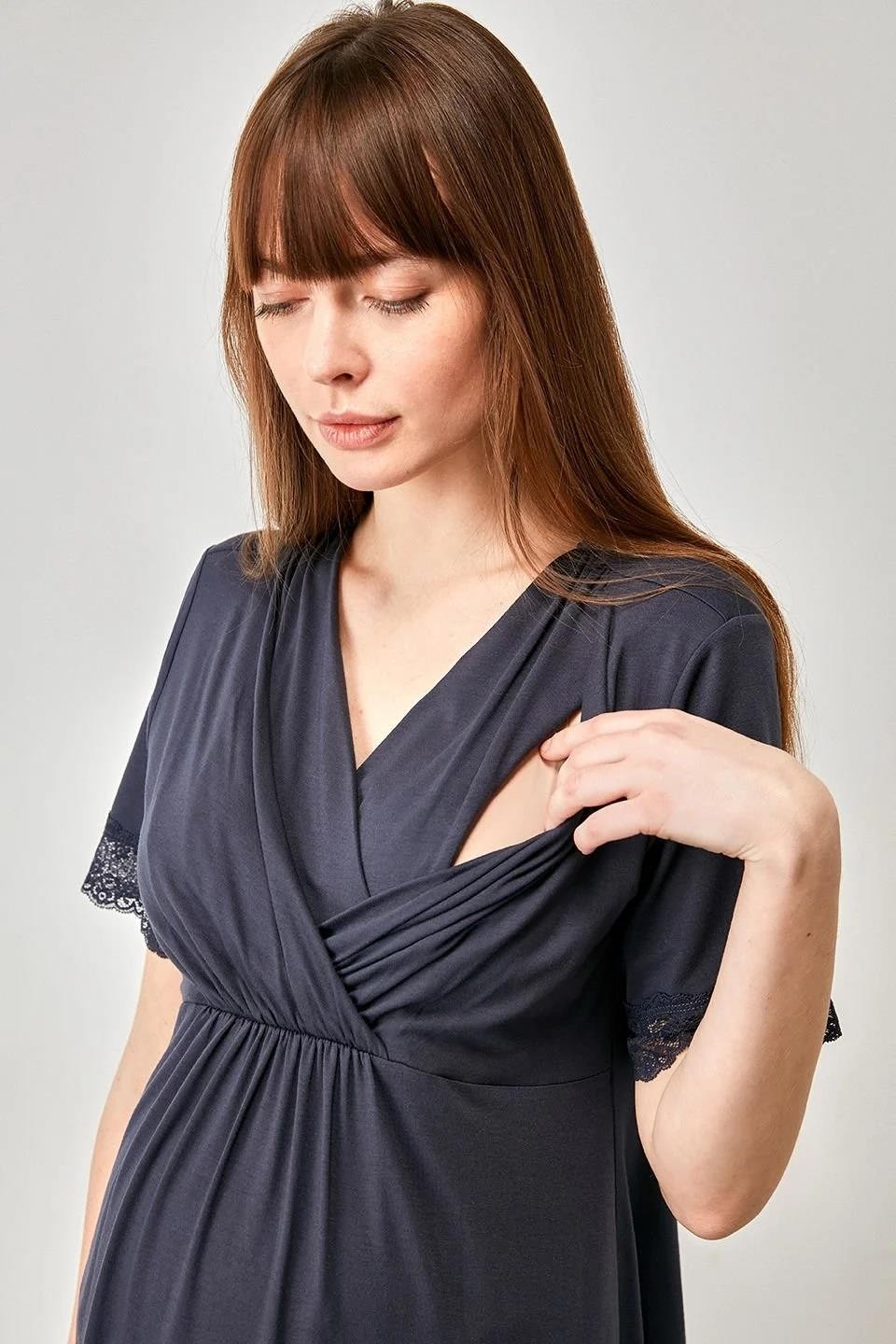 Catherine's Kadın Lohusa Pijama Takım 887 Rahat Kullanım ve Emzirme Özellikli görsel 2