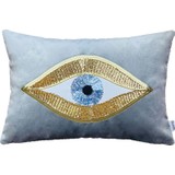 Ge Living Dekoratif Pullu Göz Desenli Su Yeşili Kadife Kırlent Kılıfı ( 35 cm x 50 cm )