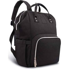 Happy Baby Anne Bebek Bakım Sırt Çantası Biberon Termoslu Sıvı Geçirmez Puset Askı Aparatlı Siyah