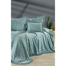 Evlen Home Collection Ayana Saçaklı Çift Kişilik Yatak Örtüsü Seti 240X260 ( Pike Takımı ) 4 Parça Mint