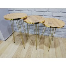 Bambeds Mobilya Zigon Sehpa Gold 3lü