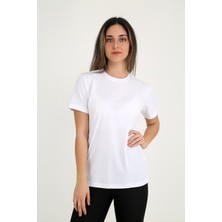Rubadi Kadın Beyaz T-Shirt. Regular Fit (Normal) Kalıp, Basic Model