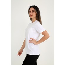 Rubadi Kadın Beyaz T-Shirt. Regular Fit (Normal) Kalıp, Basic Model