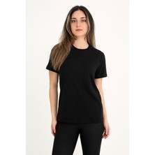 Rubadi Kadın Siyah T-Shirt. Regular Fit (Normal) Kalıp, Basic Model