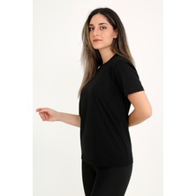 Rubadi Kadın Siyah T-Shirt. Regular Fit (Normal) Kalıp, Basic Model