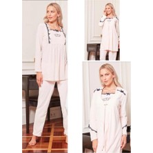 Bone Club 4806 Somon  Kadife 3lü Hamile Lohusa Pijama Sabahlık