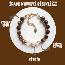Artaril Doğal Taş Kadın Irade Kuvveti Bilekliği Kaplan Gözü Kristal Kuvars Sitrin 8 mm